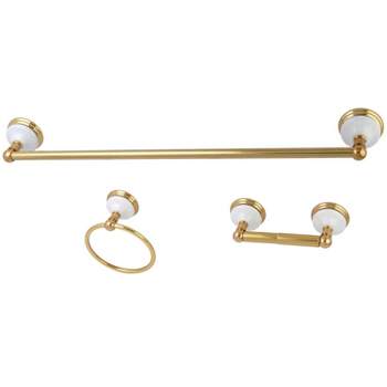 3pc Victorian Towel Bar Bathroom Hardware Set Polished Brass - Kingston Brass
