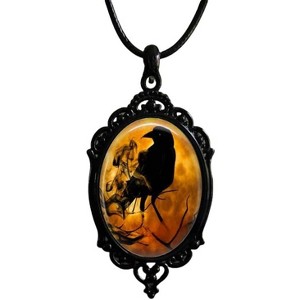 Gothic Bat Glass Pendant Necklace With Rope Chain For Punk Witch Victorian Jewelry Accessories - 1 of 4