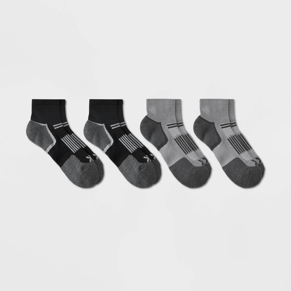 Men's Running 4pk Ankle Socks - All in Motion™ Gray/Black 6-12