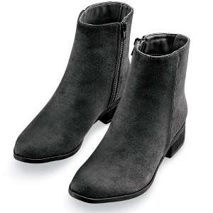 Collections Etc Cushioned Micro Suede Zippered Ankle Boots with Skid-Resistant Soles - 1 of 4