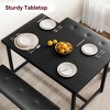 Dining Room Table Set with 2 Benches,Dining Table Set for 4 Kitchen Table with 2 PU Upholstered Benches - 3 of 4