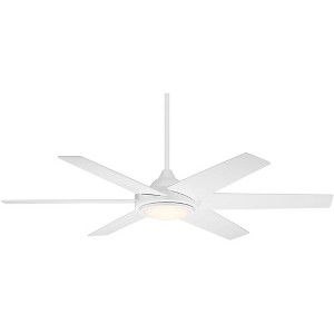 56" Casa Vieja Estate Modern Indoor Outdoor Ceiling Fan with LED Light Remote White Wood Diffuser Damp Rated for Patio Exterior House Home Porch Barn - 1 of 4