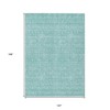 Aqua And Ivory Floral Washable Indoor Outdoor Area Rug - 3 of 4
