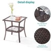 Sonkuki Patio Square PE Rattan with Tempered Glass Side Table Brown - 4 of 4