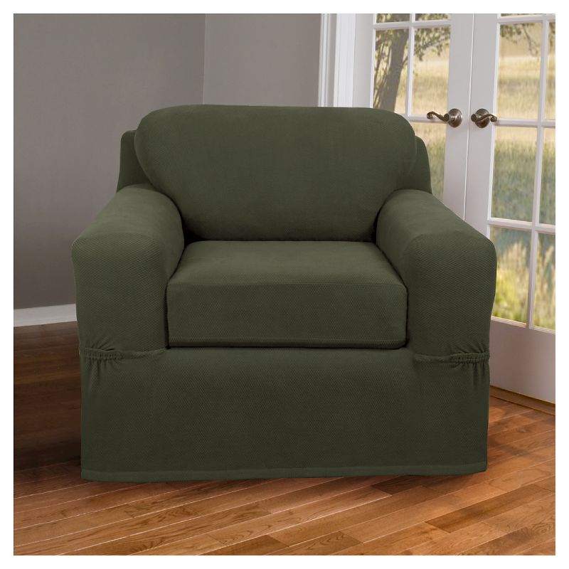 2pc Pixel Chair Stretch Slipcover Deep Olive - Zenna Home, 3 of 5