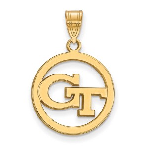 Black Bow Jewelry 14k Yellow Gold Plated Sterling Silver Georgia Tech Yellow Jackets NCAA Small Pendant - 1 of 3