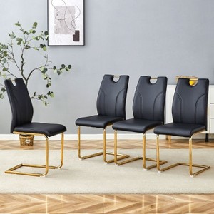 CAVINAS Modern PU Leather Dining Chair with Silver Metal Legs, Ergonomic Design, for Office, Restaurant, Kitchen - 1 of 4