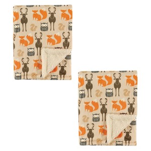 Hudson Baby Unisex Baby Plush Mink and Faux Shearling Blanket, Forest 2-Piece, One Size - 1 of 2
