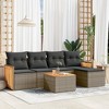 vidaXL 6 Piece Patio Sofa Set with Cushions Gray Poly Rattan - With Table - 2 of 4