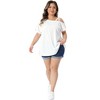 Women's Plus Size Criss Cross Off One Shoulder Short Sleeve Boat Neck Summer Casual Blouses - Agnes Orinda - 3 of 4