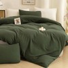 3 Piece Duvet Cover Set, Full Size, 100 Washed Cotton, Zipper Cover 2 Pillowcases, Breathable, Cozy, Simple Style, Avocado Green - 2 of 4