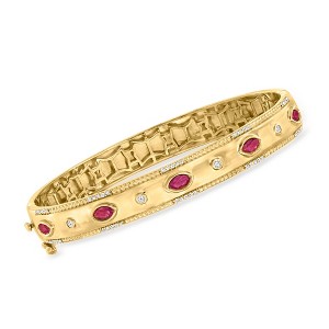 Ross-Simons 0.90 ct. t.w. Ruby and .26 ct. t.w. Diamond Bangle Bracelet in 18kt Gold Over Sterling - 1 of 4
