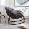 CAVINAS Cotton Rattan Glider Rocking Chair with Mid-Height Backrest,Upholstered Rocking Chair,Nursery Accent Chair for Bedroom - 4 of 4
