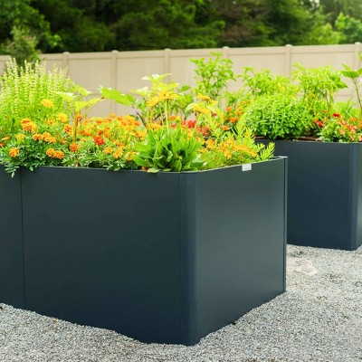 Midnight Blue Extra Tall Modern Metal Raised Garden Bed 32" x 83"