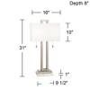 Possini Euro Design Modern Table Lamp with White Marble Riser 30" Tall Brushed Nickel White Fabric Shade for Bedroom Living Room - 4 of 4