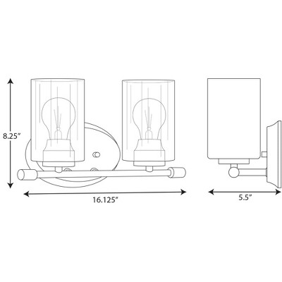 Riley Matte Black 2-Light Bath Wall Light with Clear Glass Shades