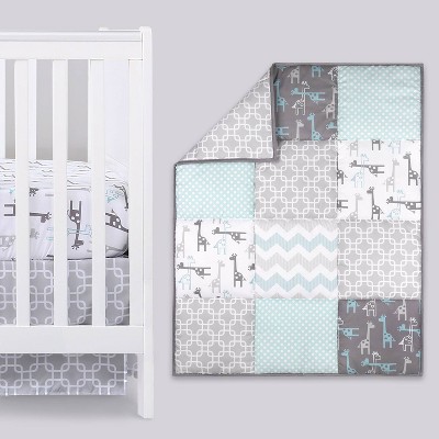 The Peanutshell Addison Baby Crib Bedding Set - Gray/Giraffe - 3pc