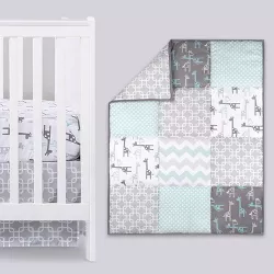 Colette Pink and Grey Floral Baby Girl Crib Quilt by The Peanut Shell 