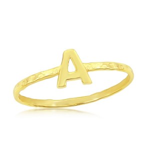 Bella Silver Sterling Silver Initial Hammered Band Ring - Gold Plated - Available Sizes:  9 ,  8 ,  7 ,  6 ,  5 - 1 of 3