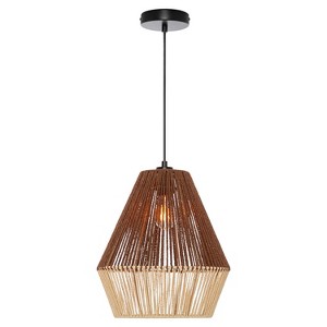 13" Bodhi Metal Pendant Light with Rattan Shade Ceiling Light - River of Goods: UL Listed, Adjustable Height, E26 Socket - 1 of 4