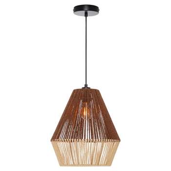 13" Bodhi Metal Pendant Light with Rattan Shade Ceiling Light - River of Goods