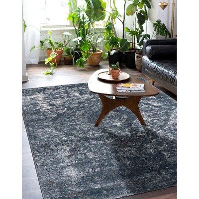 Astoria Blue Geometric Synthetic Indoor Rug