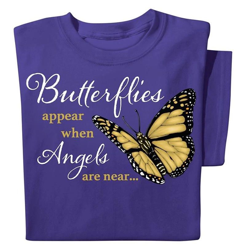 Collections Etc When Butterflies Appear Inspirational Navy Short Sleeve T-Shirt with Crew Neckline, 3 of 5