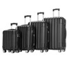 Karl Home 4 Piece Luggage Sets, 16 inch 20 inch 24 inch 28 inch ABS Durable Suitcase Sets Double Wheels TSA Lock Black - 3 of 4