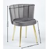 Kumasinova Set of 2 Short Fur Upholstered Dining Chairs, Ergonomic Kitchen Chairs with Wood Grain Metal Legs, Velvet Dining Room Chairs - 2 of 4