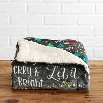 Believe Magic Holiday Plush Fleece Reversible Sherpa Throw Blanket