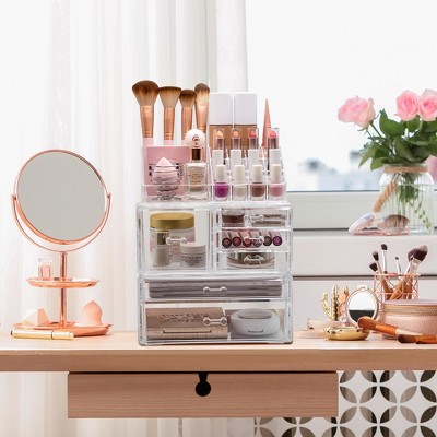 Sorbus Large Clear Makeup Organizer Case - 3 Piece Set