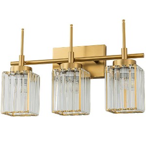 LLHZSY Modern Wall Light Sconce Dimmable Rectangular Wall Light Bathroom Crystal Vanity Light - Gold/Black - 1/2/3/4/5 Light - 1 of 4