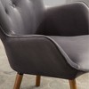Silky Velvet Contemporary Accent Chair with Tufted Button Back and Solid Wood Legs - 3 of 4