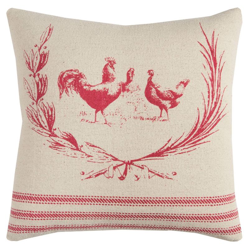 20"x20" Oversize Roosters Poly Filled Square Throw Pillow - Rizzy Home, 1 of 6