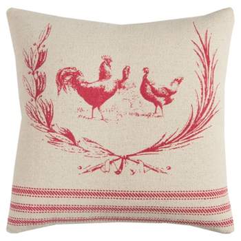 20"x20" Oversize Roosters Poly Filled Square Throw Pillow - Rizzy Home