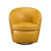 Top Grain Leather Upholstery Solid Wood Swivel Barrel-Back Accent Chair with High-Density Foam Seat, Attached Cushions and 360-Degree Swivel - 2 of 4