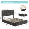Full Size Upholstered Bed Frame - 4 Storage Drawers, Adjustable Velvet Headboard, Wooden Slats Support - 2 of 4