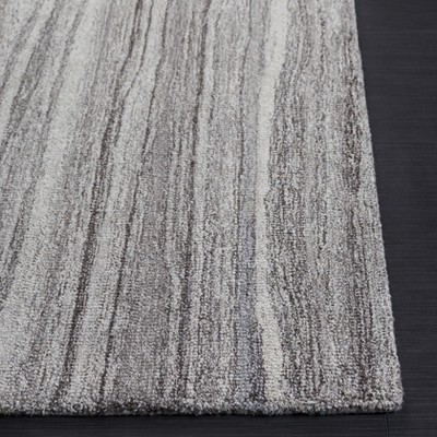 Gray Abstract Handmade Wool Round Tufted Rug, 6' x 9'