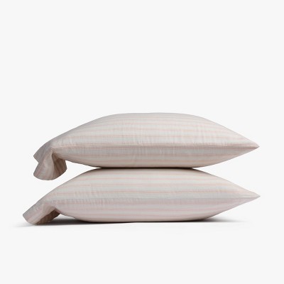 Standard Relaxed Linen Stripe Pillowcase Set Petal & Parchment - Parachute for Target