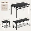 coucheta Industrial Dining Table Set for 4, Retro Wood Tabletop Kitchen Table with 2 Upholstered Chairs & A Bench, Dinner Table Set for Dining Room - 3 of 4