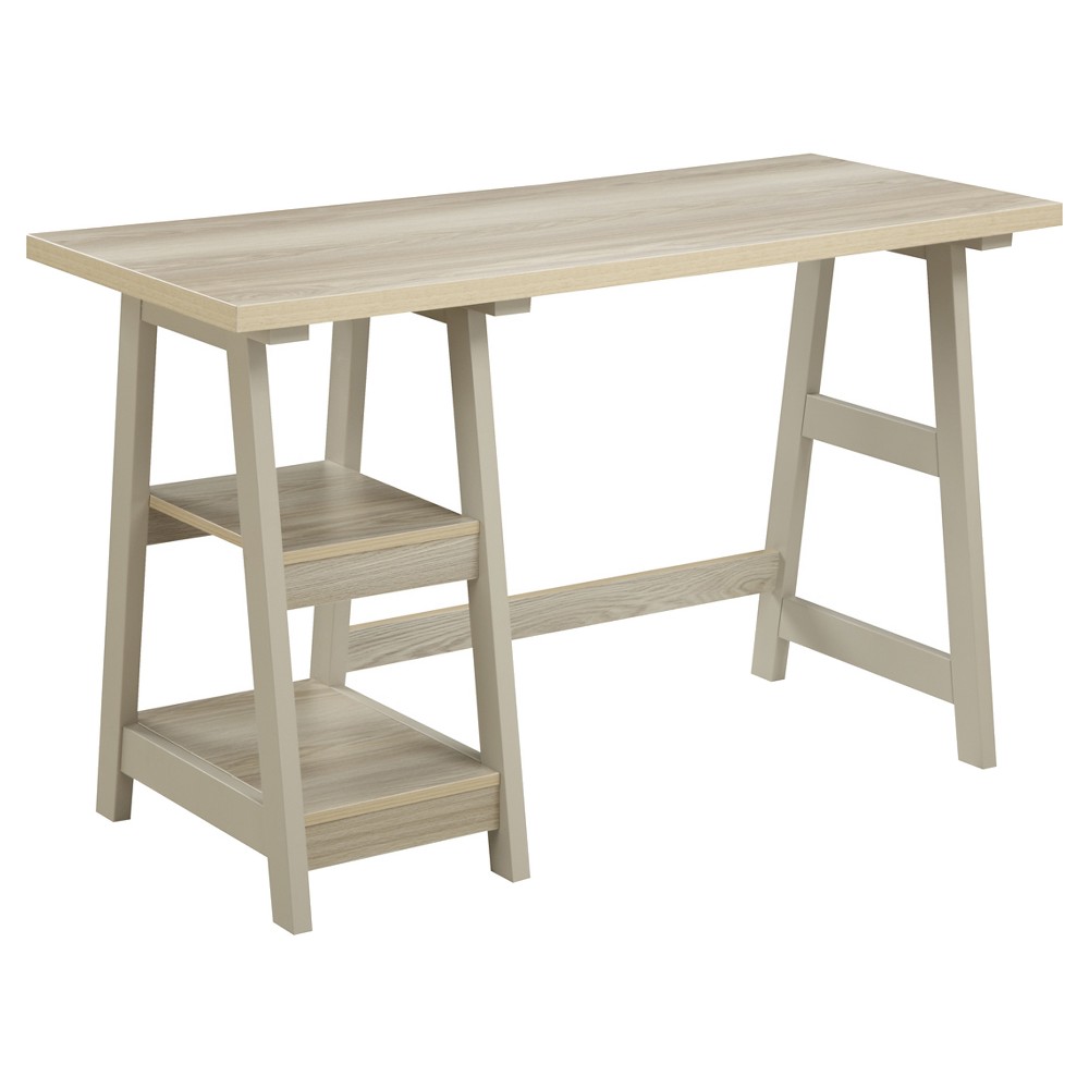 Photos - Office Desk Breighton Home Trinity Trestle Style Desk with Built-In Shelves Weathered