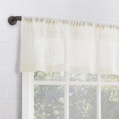 Ivory Light-Filtering Linen Blend Cafe Curtain Pair, 56" x 36"