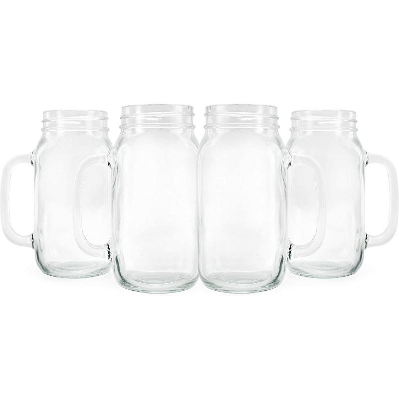 Darware 24oz Mason Jar Mugs w/ Handles, 4pk; Glass Drinking Glasses for Cold Beverages, 1 of 7