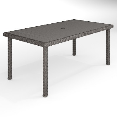 Martha Stewart Bedford 71" Indoor-Outdoor Patio Table with Engineered Wood Top in Rattan Wicker
