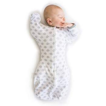 SwaddleDesigns Transitional Swaddle Sack Wearable Blanket - White - S - 0-3 Months