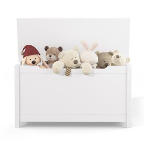 KTMBDW Toy Storage Box with Safety Hinged Lid, Wooden Sturdy Toys Storage Chest Bin Organizer Basket for Kids, Boys, Girls, Nursery, Closet - 1 of 4