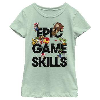 Girl's Nintendo Super Mario Epic Game Skills Character Collage T-Shirt