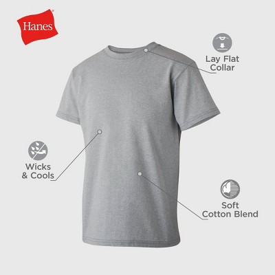 Hanes Boys' 4pk Crew Neck T-Undershirt - Black/Gray/Navy Blue L — фото 5