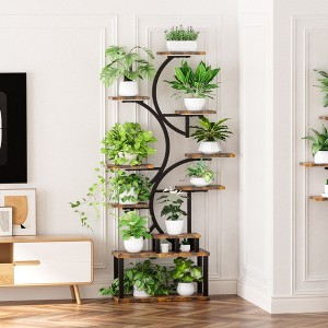 KTMBDW Plant Stand Indoor with Grow Lights - Plant Shelf Indoor with 5 Grow Lights, 10-Level Stepless Dimming, Plant Rack, Brown - 1 of 4
