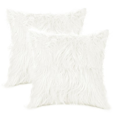 Unique Bargains Plush Decorative Solid Throw Modern Bedroom Pillow Covers 2 Pcs